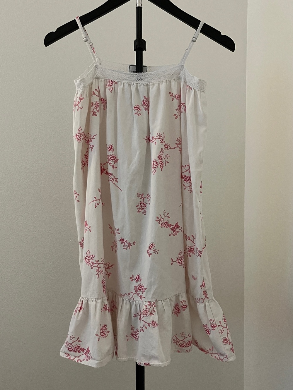 💕 Petite Plume Girls 10 White + Pink Floral Nightgown | Lace Trim | Sleep Dress